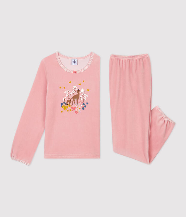Girls' Pink Ibex Motif Velour Pyjamas pink